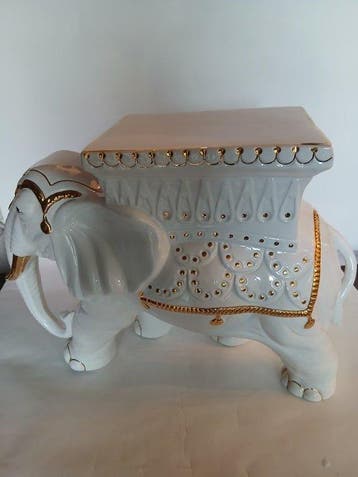 Bijzettafel - Keramiek - Witte olifant Italië