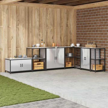 vidaXL Keukenopslag Kast HATTEM Zilverkleurig 90 x 50 x 92, Verzenden, Nieuw, Zilver