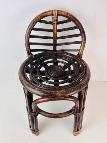 Kruk - Vintage rattan/bamboe krukje - Bamboe