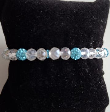 Armband dames met glaskralen en turquoise shamballa kralen, Ophalen of Verzenden, Nieuw, Overige kleuren, Overige materialen