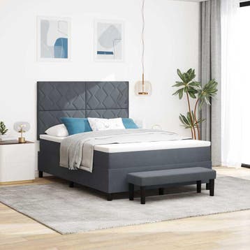 vidaXL Boxspring bed met hoofdeinde Donkergrijs 200 x 160 cm, Verzenden, Nieuw, Tweepersoons, Stof