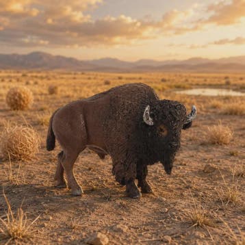 Realistische Bison Beeldje - Gedetailleerd en Handgeschilder