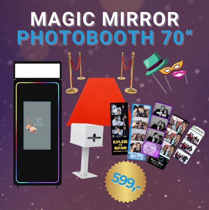 70 Magic Mirror Photobooth, Hobby en Vrije tijd, Feestartikelen | Verhuur, Geboorte of Huwelijk, Nieuw