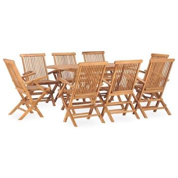 vidaXL 9-delige Tuinset inklapbaar massief teakhout, Tuin en Terras, Verzenden, Nieuw, Teakhout, Tuinset