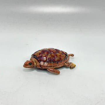 Snuifdoos - Brons - Antieke emaille-bronzen schildpadfiguur, Antiek en Kunst