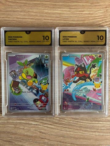Pokémon - 2 Card - Turtwig #040 & Litten #044 - GG 10 - Mega, Nieuw