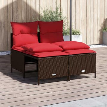 vidaXL 4-delige tuinbankset met kussens, bruin polyrotan, Verzenden, Nieuw, 4 zitplaatsen