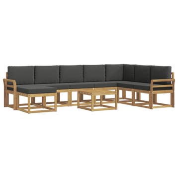 vidaXL Buiten bankenset met kussen 9 pcs Wit en, Verzenden, Nieuw