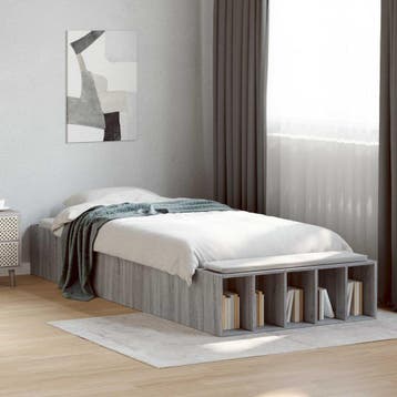 vidaXL Bedframe met opslag Grijs Sonoma 80 x 200 cm Bewerkt, Eenpersoons, Verzenden, Nieuw, Grijs