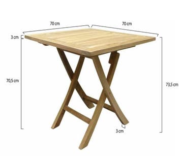 Klaptafel 70 cm vierkant teak, Ophalen of Verzenden, Nieuw, Teakhout