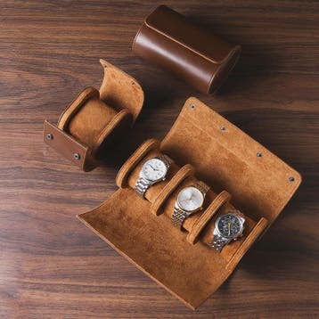 Luxe Leren Horlogeroller - Opvouwbare Reisbox voor 1, 2 of 3, Verzenden, Nieuw