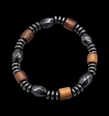 Elegante hematietarmband en baobabhout - Ultieme