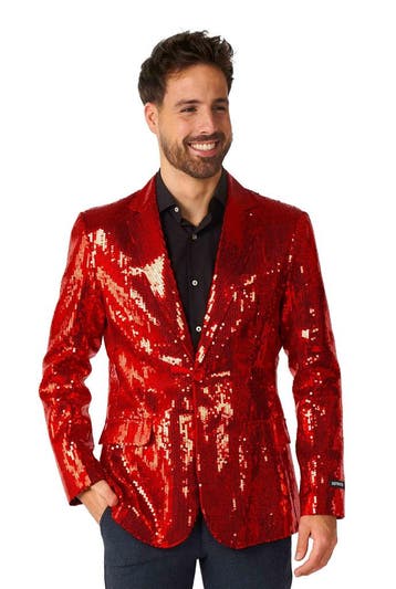 Rode Glamour Colbert Pailletten Rood Heren, Ophalen of Verzenden, Nieuw