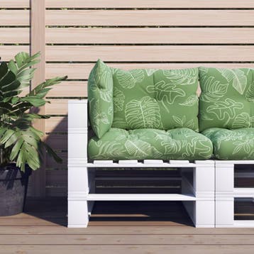 vidaXL Palletkussens 3 st bladpatroon oxford stof, Verzenden, Nieuw, Groen