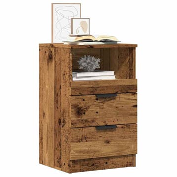 vidaXL Bedside Cabinet 2 st Oud hout Small Engineered wood, Minder dan 45 cm, Verzenden, Nieuw, 55 tot 70 cm