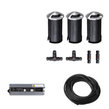 3x LED tuinpad spot - 12V - 3 kanten - 41mm - complete set, Ophalen of Verzenden, Nieuw