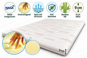 BAMBOO exclusive NASA 9 cm topper - 140/220, Verzenden, Nieuw, Wit, Overige typen
