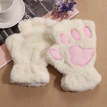 KIMU® Dierenpoot Vingerloze Handschoenen Wit Pluche Kattenpo, Hobby en Vrije tijd, Feestartikelen, Ophalen of Verzenden, Nieuw