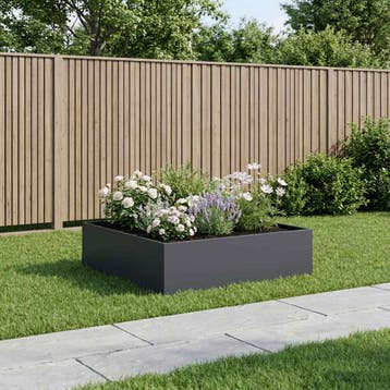 vidaXL Plantenbak Antraciet 80 x 80 x 30 cm Koudgewalst, Verzenden, Nieuw, Metaal, 60 tot 100 cm