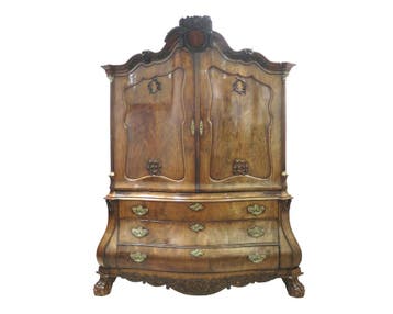 Mahoniehouten Louis XV kabinet, Holland, 2e helft 18e eeuw