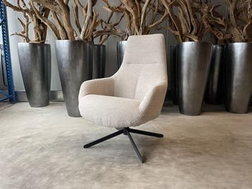 Veiling - Fauteuil Cone -Draaibaar- Boucle- Natural - Beige, Huis en Inrichting, Fauteuils, Nieuw