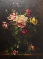 Italiaanse school (XX) - Vaso con rose