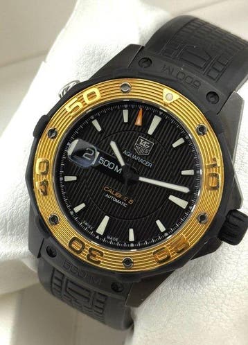 TAG Heuer - Aquaracer - Gold Bezel WAJ2182 - Box-Card -
