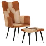 Relaxstoel met voetenbank | Industrieel | Tweedekansje, Huis en Inrichting, Fauteuils, Minder dan 75 cm, Nieuw, Leer, Ophalen of Verzenden