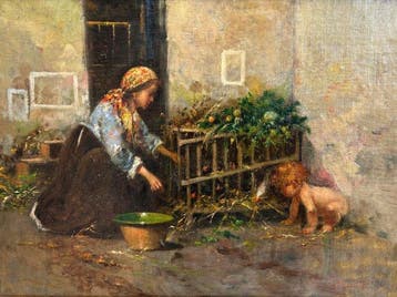 Tito Pellicciotti (1871-1950) - Lora del bagnetto, Antiek en Kunst