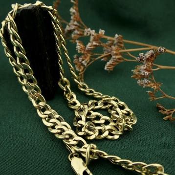 Gouden robuuste gourmetschakel ketting, Ophalen of Verzenden, Gebruikt, Overige kleuren, Goud