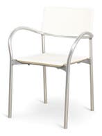 Segis Breeze kantinestoel, 4-poots, wit-aluminium, Huis en Inrichting, Stoelen, Ophalen of Verzenden, Gebruikt, Wit