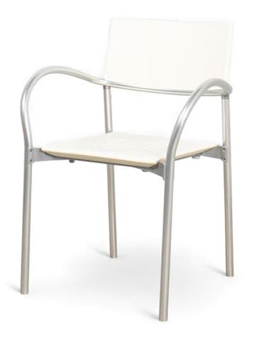 Segis Breeze kantinestoel, 4-poots, wit-aluminium, Ophalen of Verzenden, Gebruikt, Wit