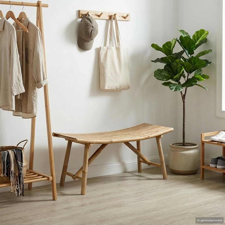 vidaXL Tuinbank 110 x 45 x 50 cm Bamboe Naturel Rechthoekig, Tuin en Terras, Tuinbanken, Nieuw, Hout, Verzenden