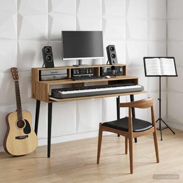 vidaXL studiobureau Artisanaal eiken 130 x 42,5 x 36 cm, Verzenden, Nieuw