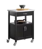 Zwarte Keukentrolley met RVS Blad, Kastdeuren en Lade, Huis en Inrichting, Keuken | Keukenelementen, Verzenden, Nieuw