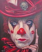 Sulser-Art - Clown, Antiek en Kunst, Kunst | Schilderijen | Modern