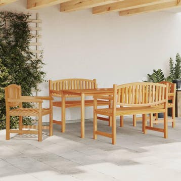 vidaXL 5-delige Tuinset massief teakhout, Verzenden, Nieuw, Hout, Tuinset