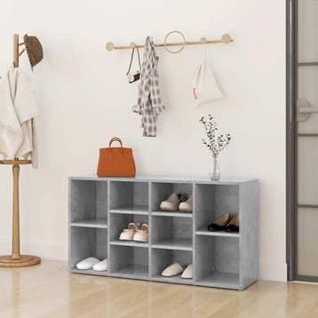 vidaXL Schoenenbank 103x30x55 cm bewerkt hout betongrijs, Huis en Inrichting, Verzenden, Nieuw
