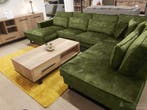 U-Bank Naaldwijk - u-banken - Groen, Nieuw, 150 cm of meer, Stof, 250 tot 300 cm