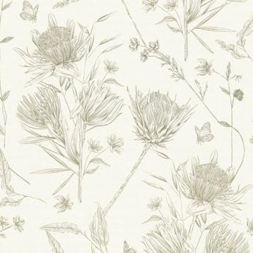 Profhome 394273-GU Bloemen behang floral mat wit groen 5,33, Verzenden