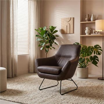Leren fauteuil Fame - Rancho Brown (bruin), Nieuw, Ophalen of Verzenden, 75 tot 100 cm, Industrieel, Modern