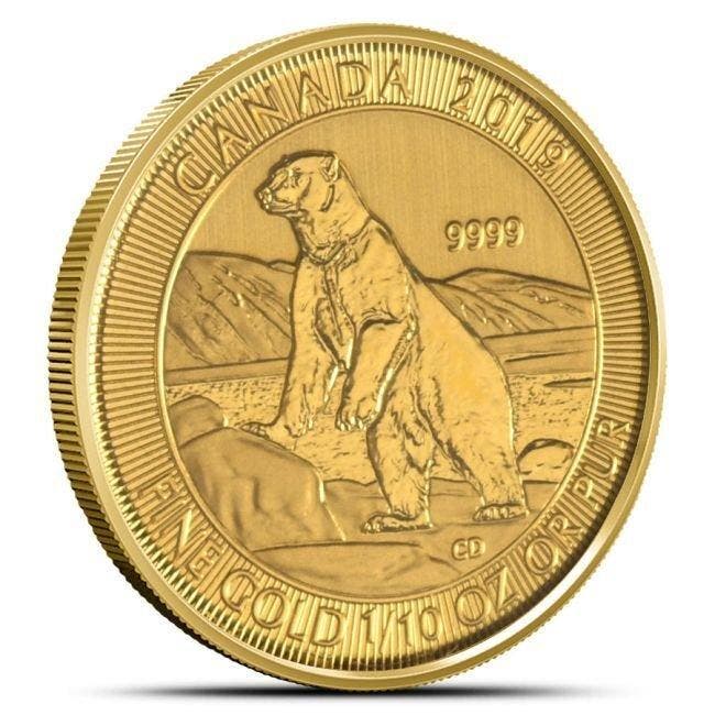 Canada. 2019 1/10 oz $5 CAD Canadian .9999 Fine Gold Polar, Postzegels en Munten, Edelmetalen en Baren