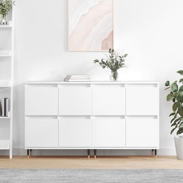vidaXL Dressoirs 2 st bewerkt hout wit, Verzenden, Nieuw, Overige houtsoorten