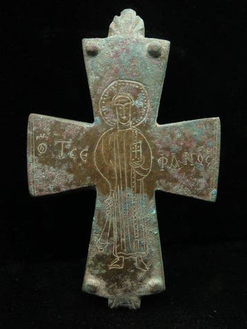 Byzantijns Brons Kruis Enkolpion (1x) - 12 cm