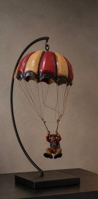 Figuur - Clown aan parachute van gekleurde hars - Hars
