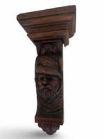 Snijwerk, Barokstijl handgesneden houten wandconsole - 30 cm