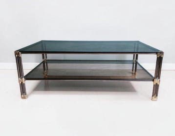 Salontafel - Glas, Aluminium - A two-tiered brass and smoked