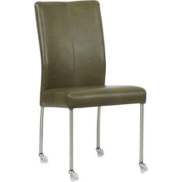 Set van 6 Leren eetkamerstoelen Comfort met wieltjes -, Huis en Inrichting, Stoelen, Ophalen of Verzenden, Nieuw, Leer
