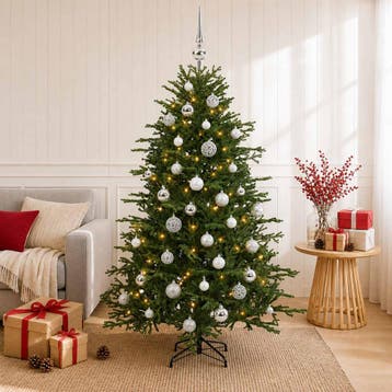 vidaXL Kunstkerstboom met kerstbal 150 cm 150 LEDs Warmwit, Verzenden, Nieuw
