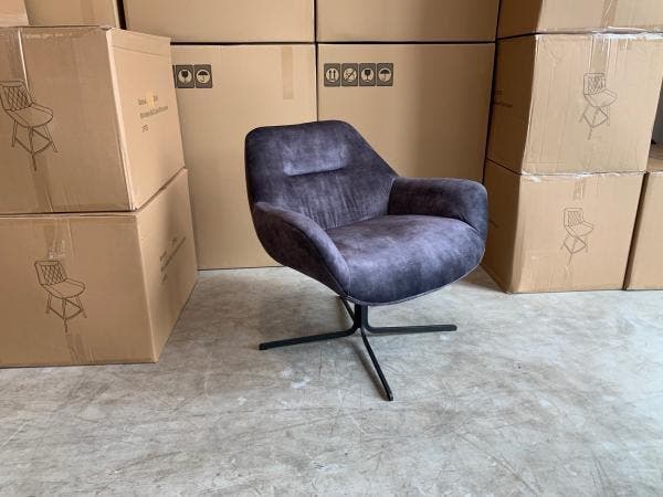 Veiling - Fauteuil Risto 360 - Velours - Draaibaar - Antraci, Huis en Inrichting, Fauteuils, Nieuw